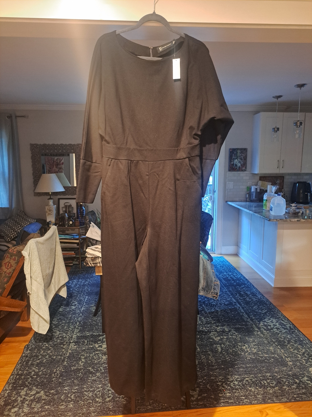 Black Women's Jumpsuit - Classic Long Sleeve Wide Leg Stretch